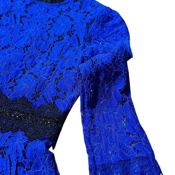 Cobalt Blue & Black detail Lace Midi Dress Size 4 - Picture 6 of 10